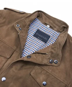 Uomo D'Arienzo Axel - Sahariana camoscio color fango uomo con tasche applicate