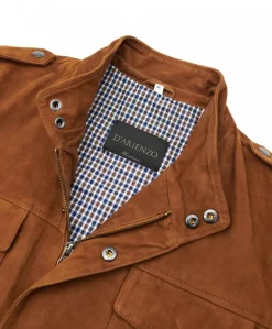 Uomo D'Arienzo Axel - Sahariana camoscio color cuoio uomo con tasche applicate