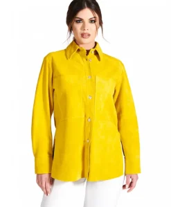 Donna D'Arienzo Beatrix - Camicia in pelle scamosciata gialla vestibilità over