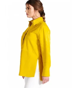 Donna D'Arienzo Beatrix - Camicia in pelle scamosciata gialla vestibilità over