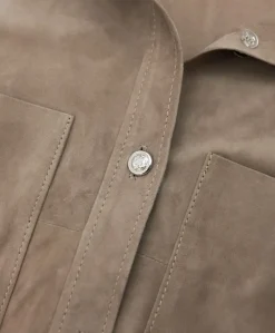 Donna D'Arienzo Beatrix - Camicia in pelle scamosciata fango vestibilità over
