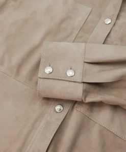 Donna D'Arienzo Beatrix - Camicia in pelle scamosciata fango vestibilità over