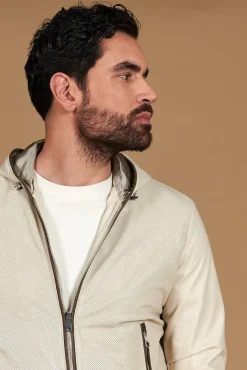 Uomo D'Arienzo Biancolino - Giacca bomber in pelle traforata color crema con cappuccio