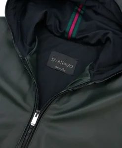 Uomo D'Arienzo Biancolino - Giubbotto Bomber in pelle naturale verde con cappuccio