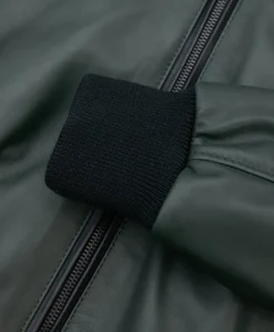 Uomo D'Arienzo Biancolino - Giubbotto Bomber in pelle naturale verde con cappuccio