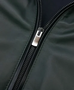 Uomo D'Arienzo Biancolino - Giubbotto Bomber in pelle naturale verde con cappuccio