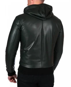 Uomo D'Arienzo Biancolino - Giubbotto Bomber in pelle naturale verde con cappuccio