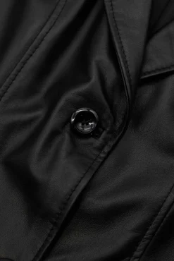 Donna D'Arienzo Blazer - Giacca blazer in pelle nera due bottoni nappa effetto liscio