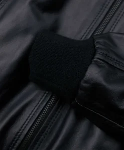 Uomo D'Arienzo Bomber - Bomber in pelle nera nappa effetto liscio