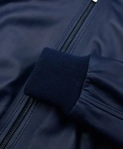 Uomo D'Arienzo Bomber - Giubbotto Bomber in pelle blu nappa effetto liscio