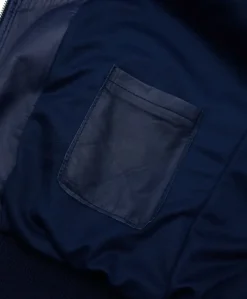 Uomo D'Arienzo Bomber - Giubbotto Bomber in pelle blu nappa effetto liscio