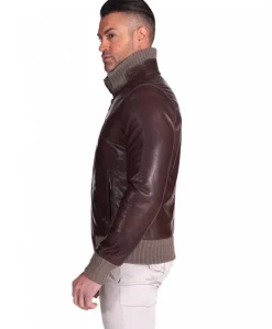 Uomo D'Arienzo Bomber - Giubbotto Bomber in pelle testa di moro effetto vintage