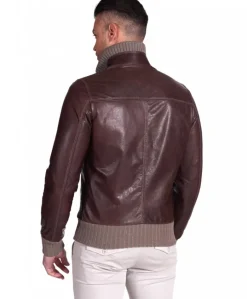 Uomo D'Arienzo Bomber - Giubbotto Bomber in pelle testa di moro effetto vintage