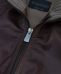 Uomo D'Arienzo Bomber - Giubbotto Bomber in pelle testa di moro effetto vintage
