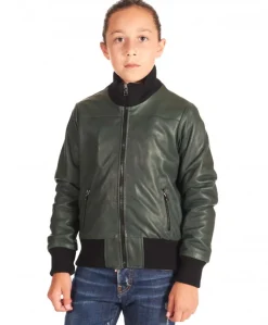 Bambino D'Arienzo Bomber Baby - Bomber Baby Unisex in pelle naturale verde
