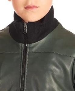 Bambino D'Arienzo Bomber Baby - Bomber Baby Unisex in pelle naturale verde