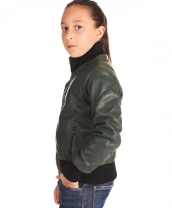 Bambino D'Arienzo Bomber Baby - Bomber Baby Unisex in pelle naturale verde