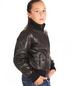 Bambino D'Arienzo Bomber Baby - Bomber in pelle nera per bambino Unisex