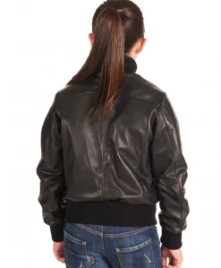 Bambino D'Arienzo Bomber Baby - Bomber in pelle nera per bambino Unisex