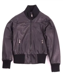 Bambino D'Arienzo Bomber Baby - Bomber in pelle nera per bambino Unisex