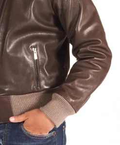 Bambino D'Arienzo Bomber Baby - Bomber in pelle testa di moro per bambino Unisex