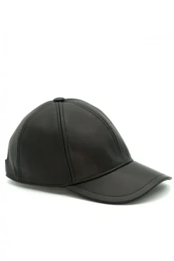 Uomo D'Arienzo Boston - Cappello baseball in pelle nera unisex berretto strappo regolabile
