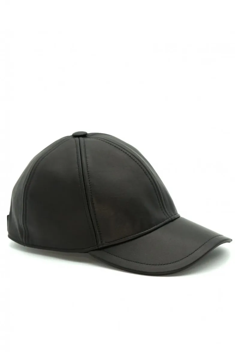 Uomo D'Arienzo Boston - Cappello baseball in pelle nera unisex berretto strappo regolabile