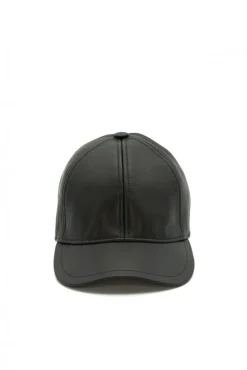 Uomo D'Arienzo Boston - Cappello baseball in pelle nera unisex berretto strappo regolabile