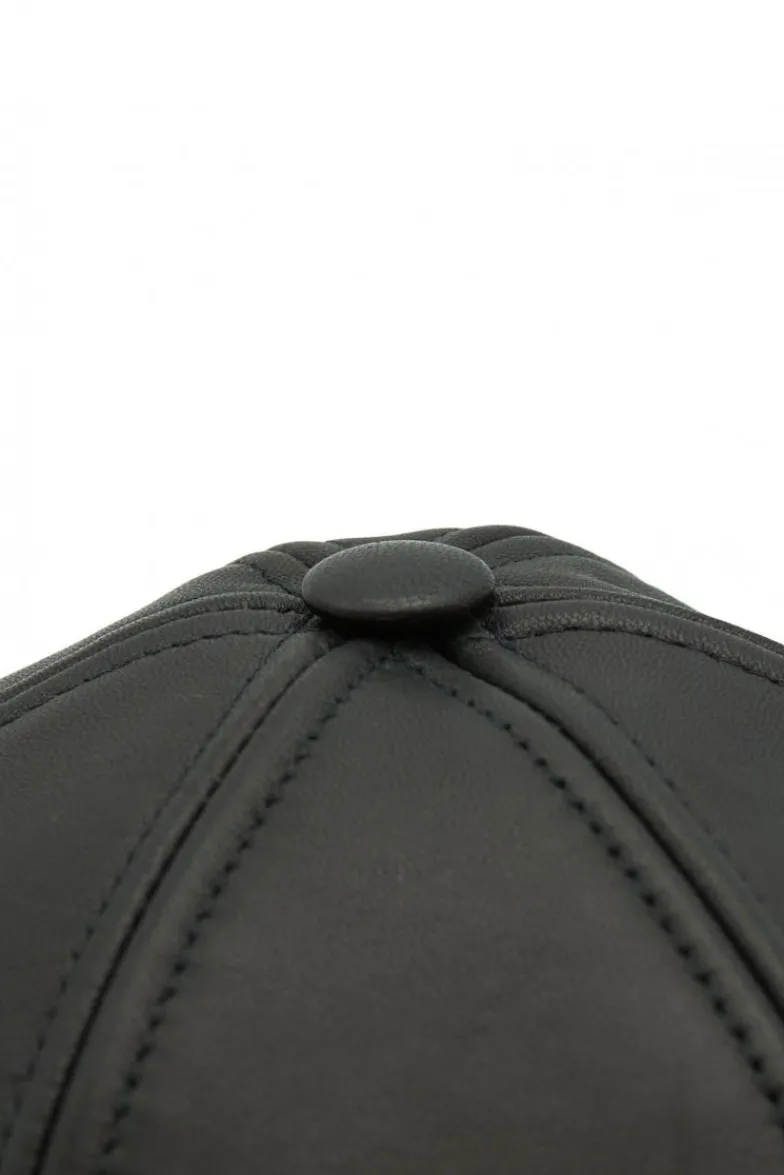 Uomo D'Arienzo Boston - Cappello baseball in pelle nera unisex berretto strappo regolabile