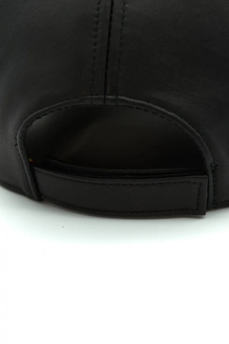 Uomo D'Arienzo Boston - Cappello baseball in pelle nera unisex berretto strappo regolabile