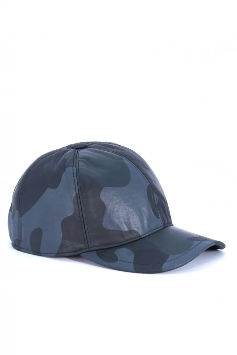 Uomo D'Arienzo Boston - Cappello baseball in pelle nera mimetico unisex berretto strappo regolabile