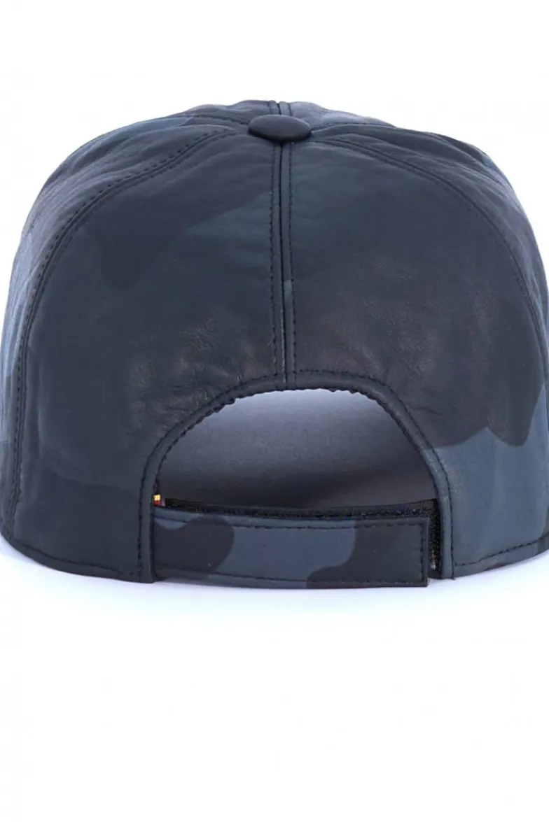 Uomo D'Arienzo Boston - Cappello baseball in pelle nera mimetico unisex berretto strappo regolabile