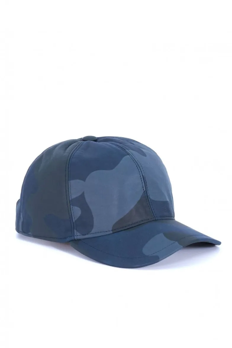 Uomo D'Arienzo Boston - Cappello baseball in pelle blu mimetico unisex berretto strappo regolabile