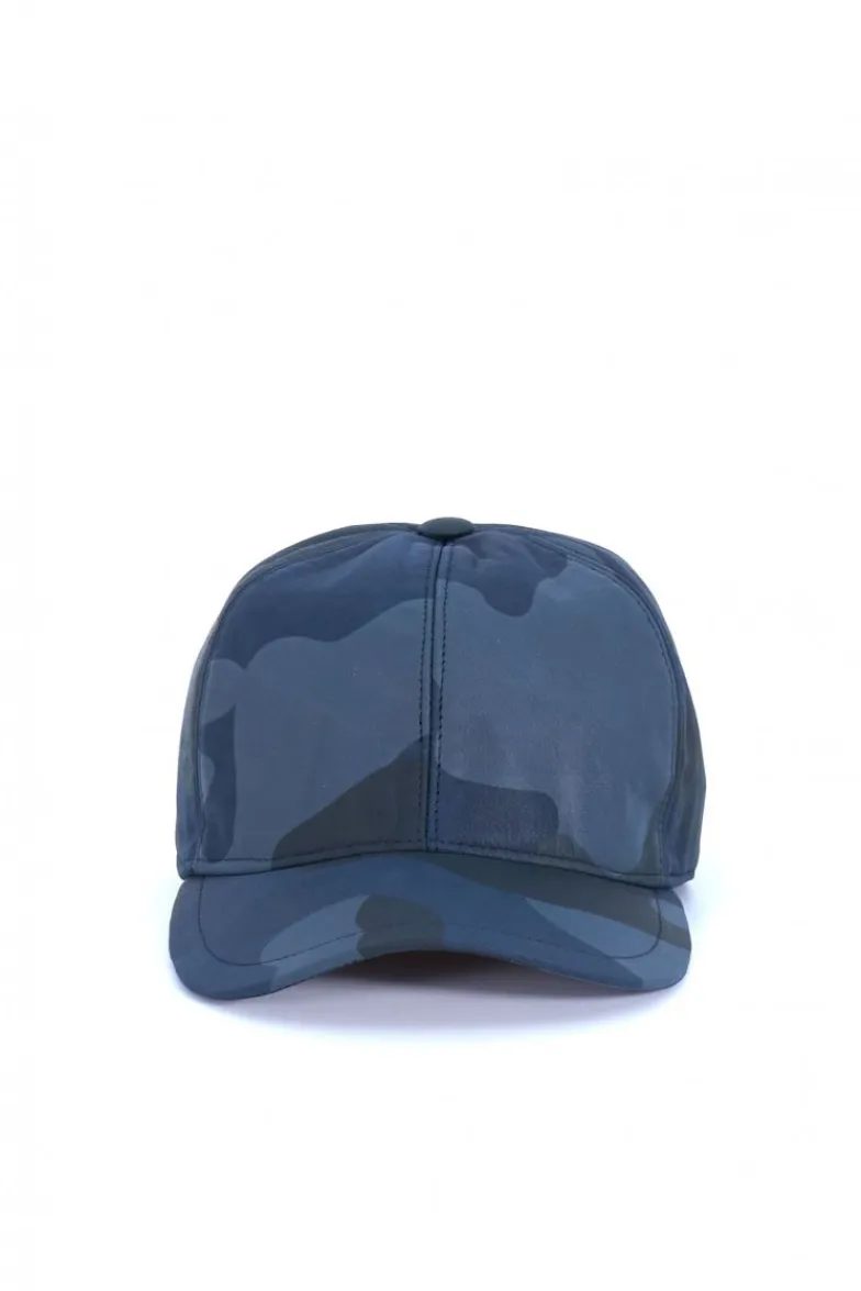 Uomo D'Arienzo Boston - Cappello baseball in pelle blu mimetico unisex berretto strappo regolabile