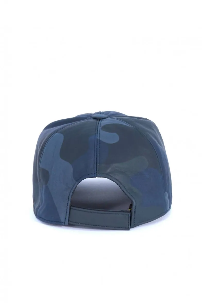 Uomo D'Arienzo Boston - Cappello baseball in pelle blu mimetico unisex berretto strappo regolabile