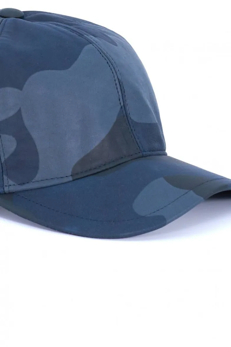 Uomo D'Arienzo Boston - Cappello baseball in pelle blu mimetico unisex berretto strappo regolabile