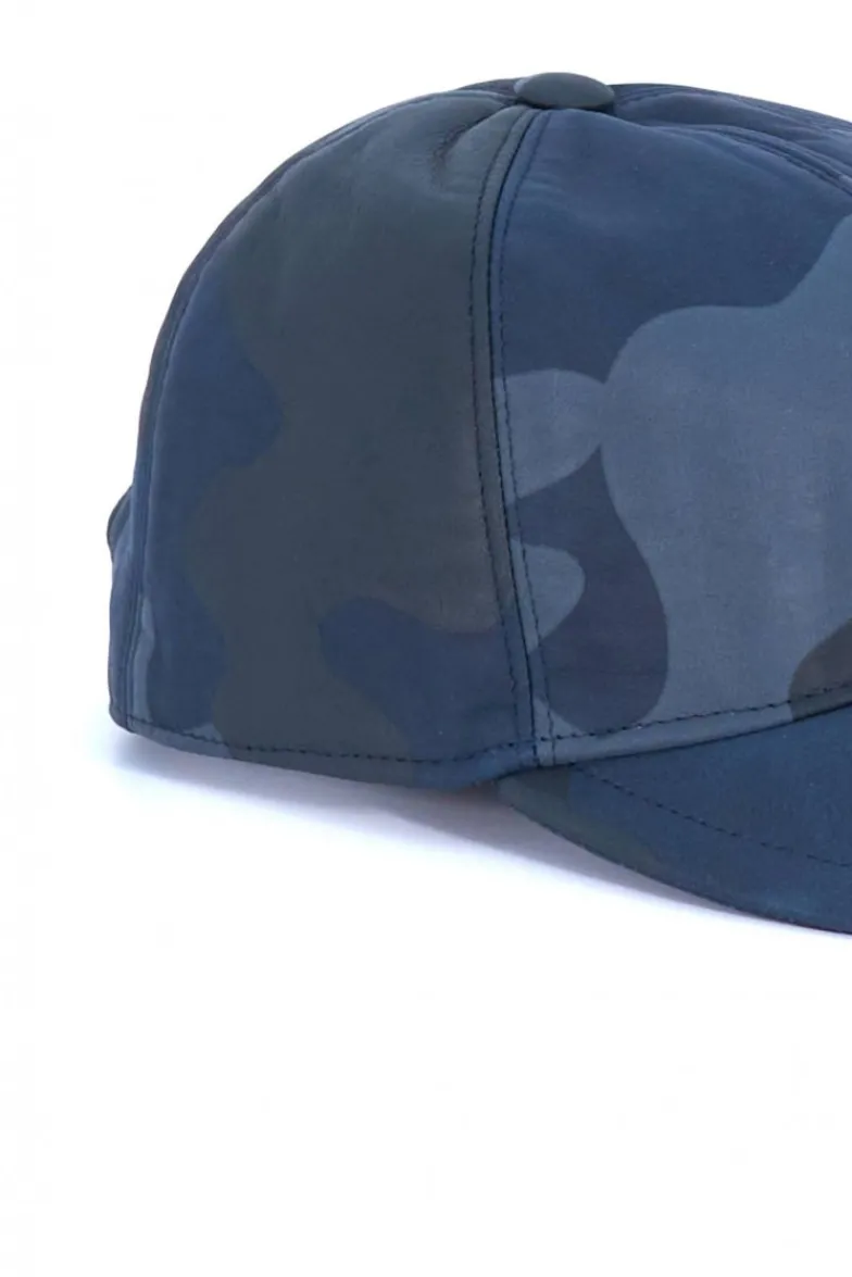 Uomo D'Arienzo Boston - Cappello baseball in pelle blu mimetico unisex berretto strappo regolabile
