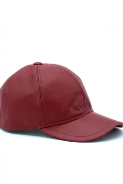 Uomo D'Arienzo Boston - Cappello baseball in pelle rosso unisex berretto strappo regolabile