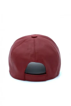 Uomo D'Arienzo Boston - Cappello baseball in pelle rosso unisex berretto strappo regolabile