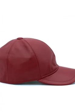 Uomo D'Arienzo Boston - Cappello baseball in pelle rosso unisex berretto strappo regolabile