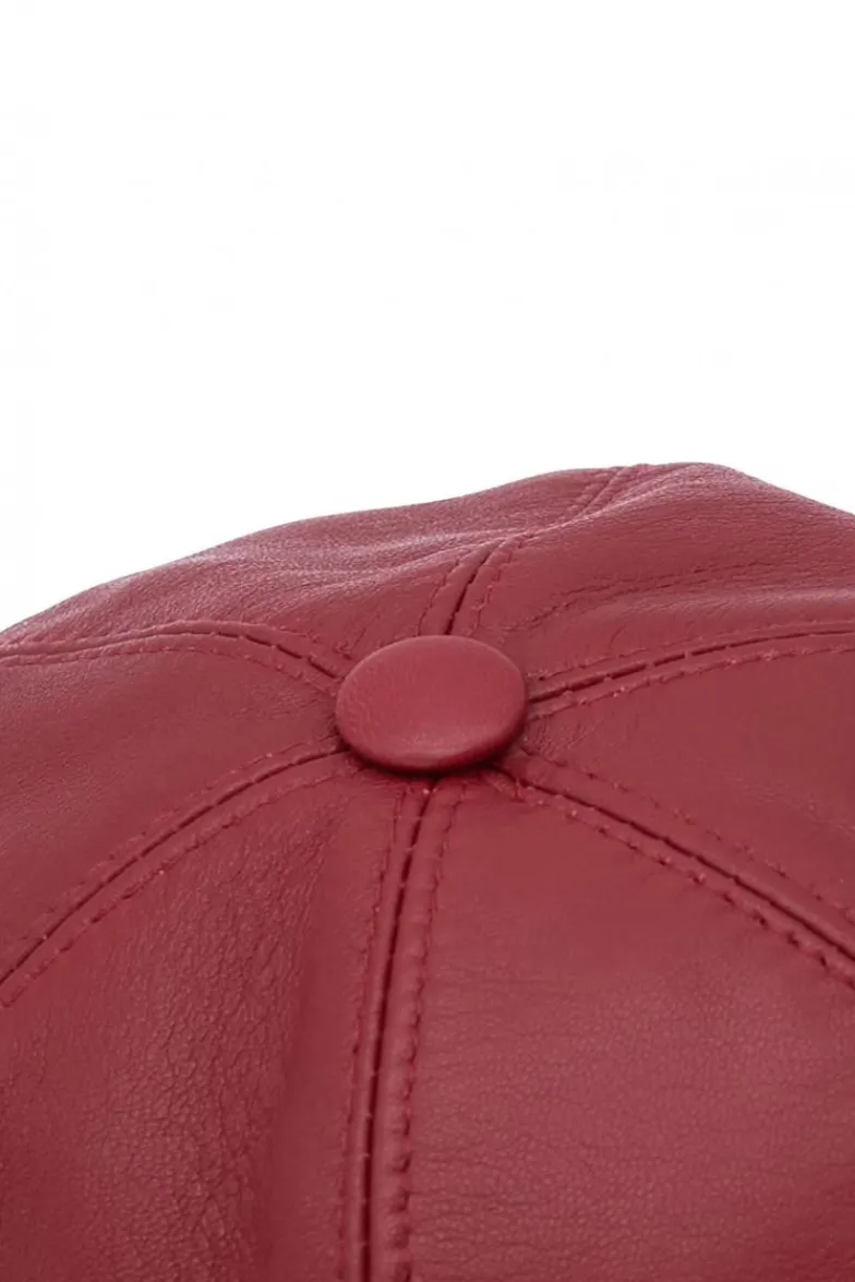 Uomo D'Arienzo Boston - Cappello baseball in pelle rosso unisex berretto strappo regolabile