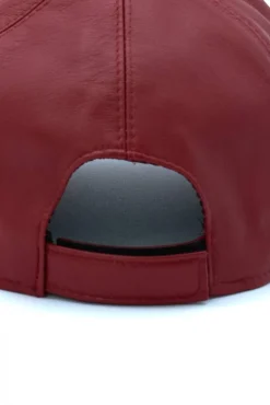 Uomo D'Arienzo Boston - Cappello baseball in pelle rosso unisex berretto strappo regolabile