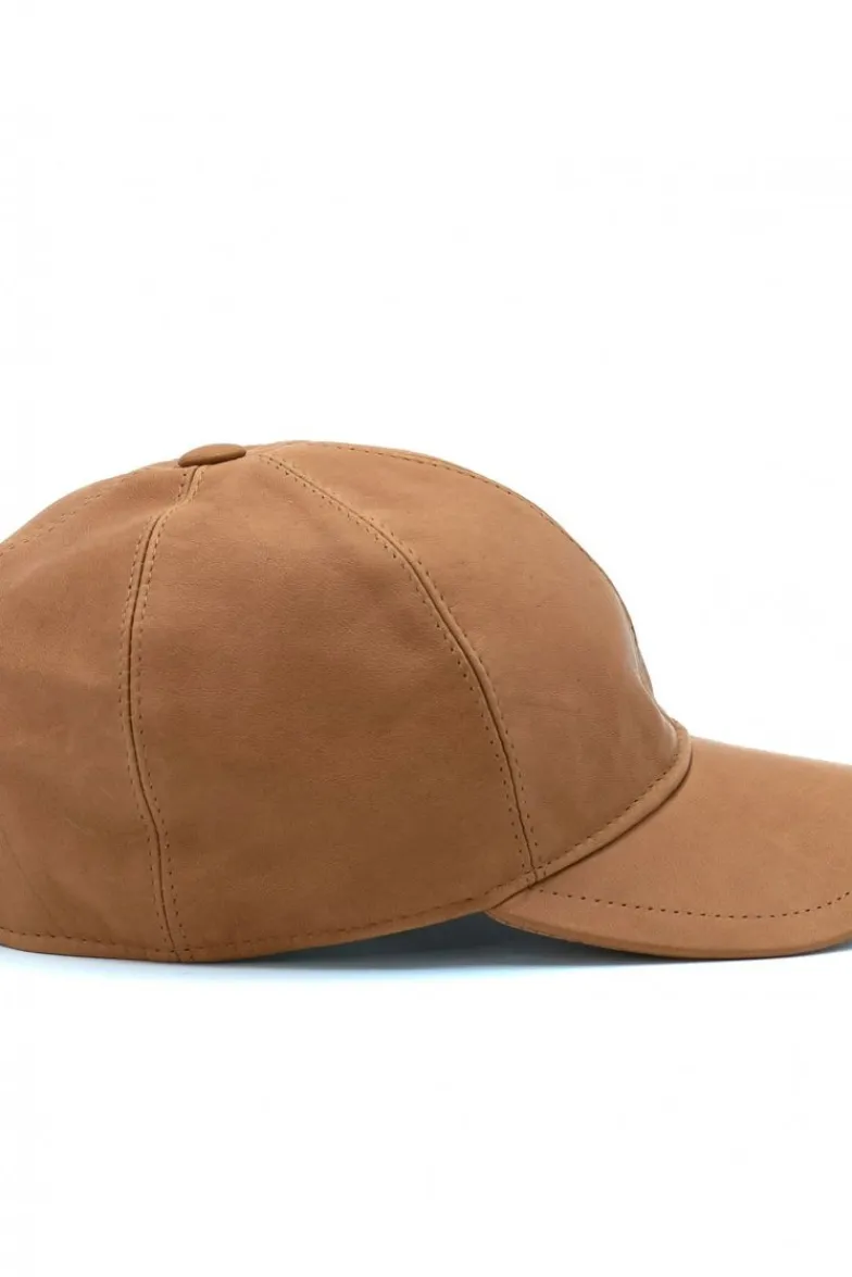 Uomo D'Arienzo Boston - Cappello baseball in pelle miele unisex berretto strappo regolabile