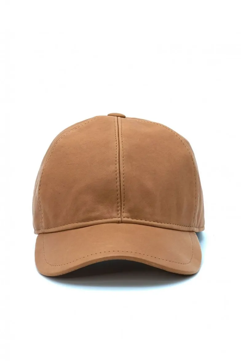 Uomo D'Arienzo Boston - Cappello baseball in pelle miele unisex berretto strappo regolabile