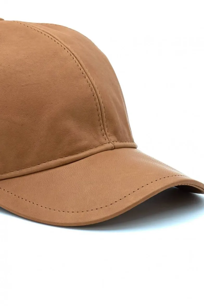 Uomo D'Arienzo Boston - Cappello baseball in pelle miele unisex berretto strappo regolabile
