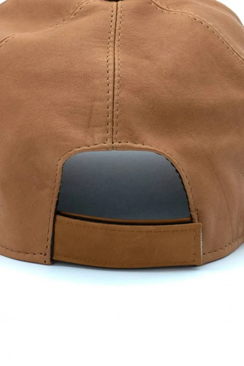 Uomo D'Arienzo Boston - Cappello baseball in pelle miele unisex berretto strappo regolabile
