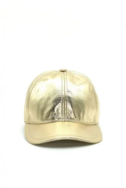 Donna D'Arienzo Boston - Cappello baseball in pelle oro unisex berretto strappo regolabile