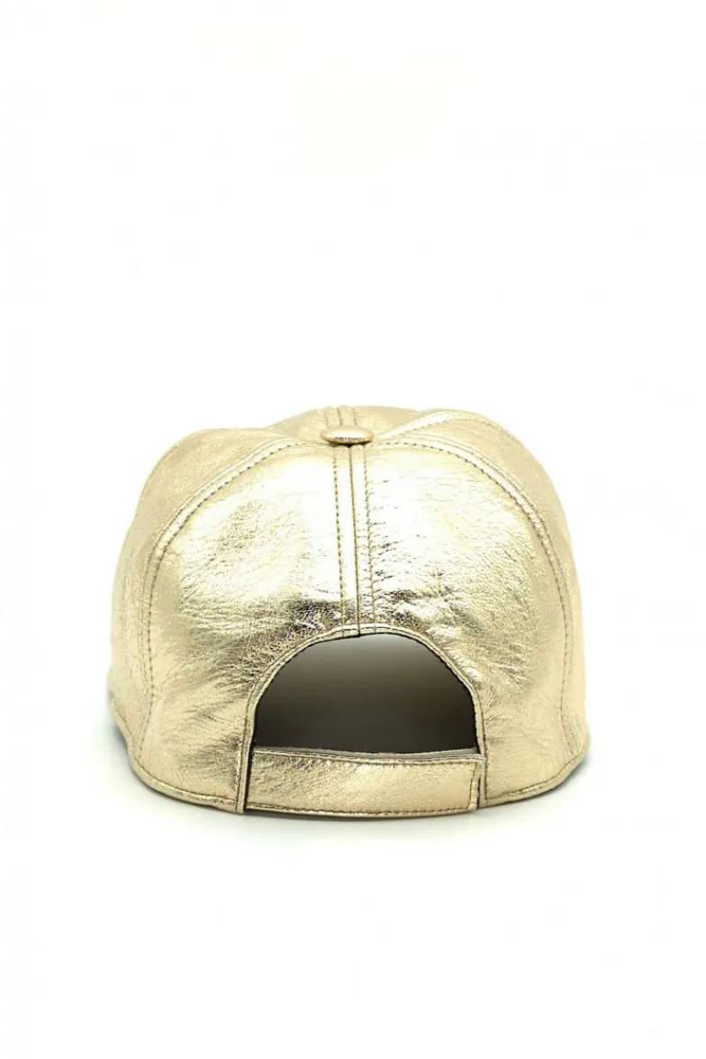 Donna D'Arienzo Boston - Cappello baseball in pelle oro unisex berretto strappo regolabile