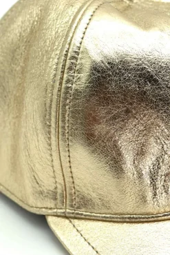 Donna D'Arienzo Boston - Cappello baseball in pelle oro unisex berretto strappo regolabile