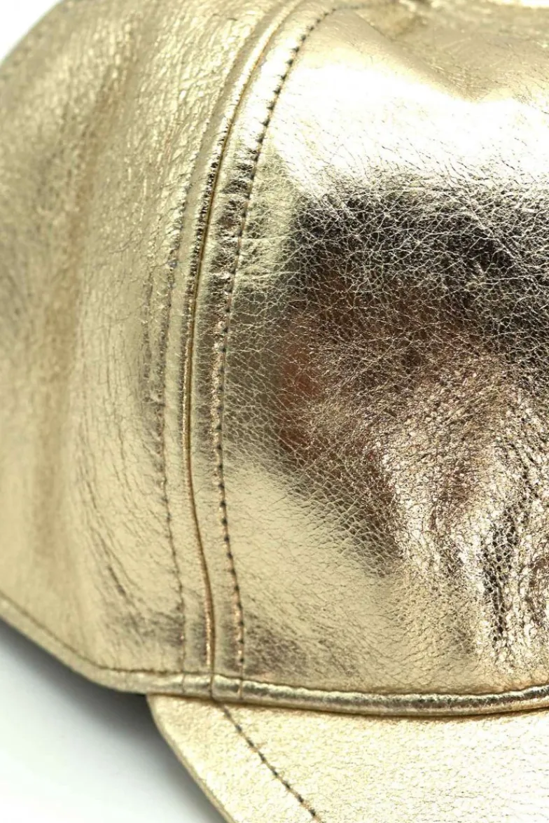 Donna D'Arienzo Boston - Cappello baseball in pelle oro unisex berretto strappo regolabile